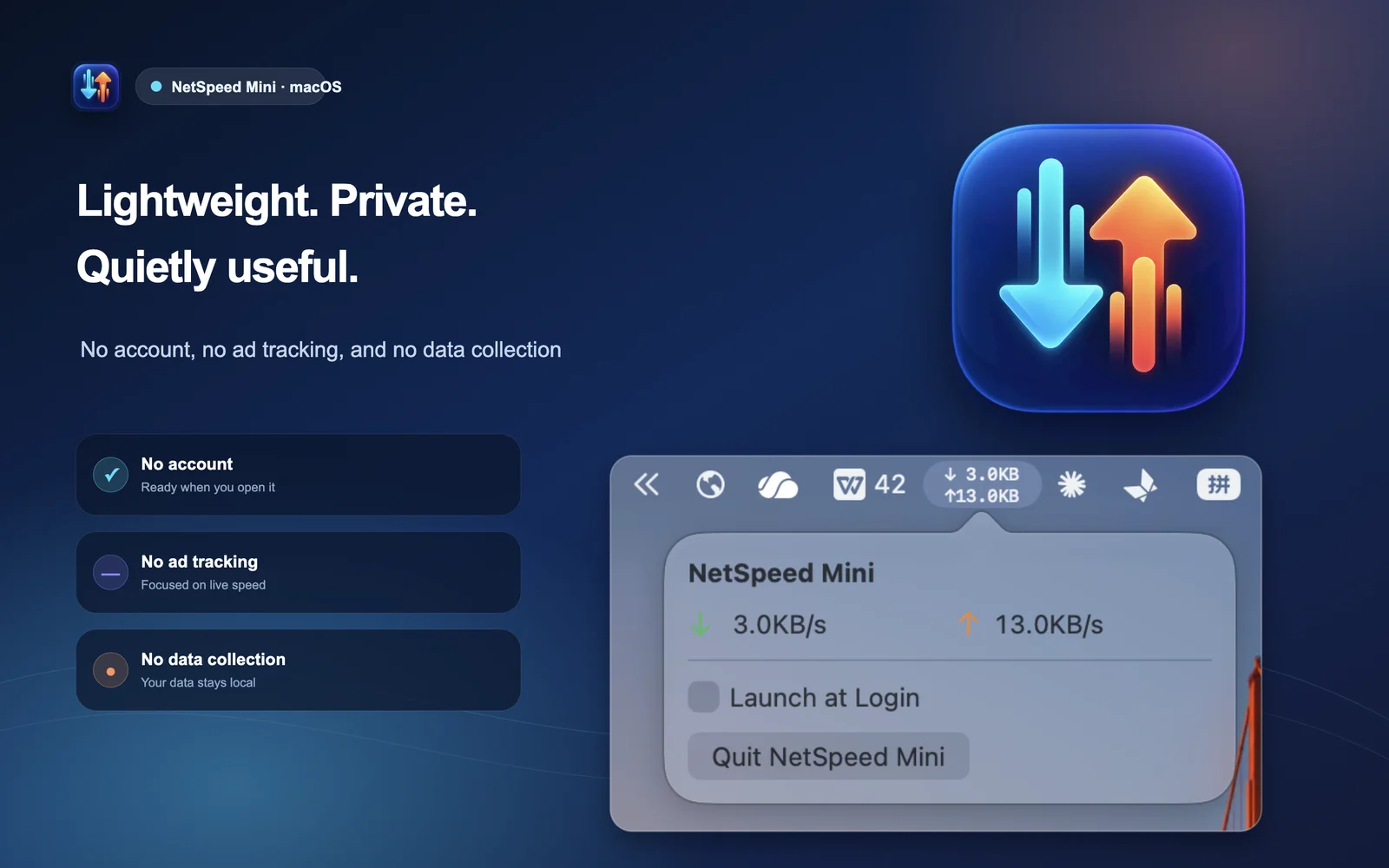 NetSpeed Mini privacy and lightweight operation overview