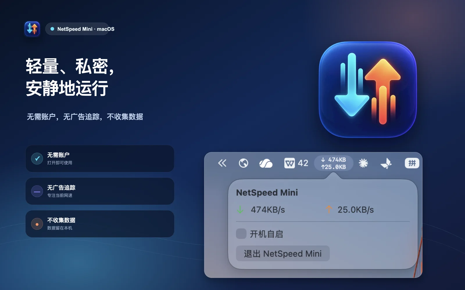 NetSpeed Mini 轻量运行与隐私特性介绍